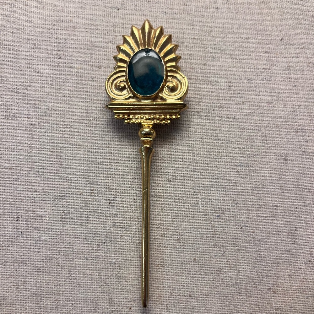 ✨ Unique Vintage Gold & Green Brooch - Picture 3 of 7